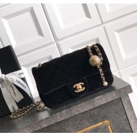 New Product Chanel Velvet Mini Flap Bag with Strass Ball AS1787 Black 2025