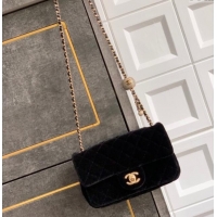 New Product Chanel Velvet Mini Flap Bag with Strass Ball AS1787 Black 2025