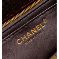 Original Cheap Chanel Velvet Mini Square Flap Bag with Strass Ball AS1786 Coffee Brown 2025