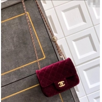 Hot Style Chanel Velvet Mini Square Flap Bag with Strass Ball AS1786 Burgundy 2025