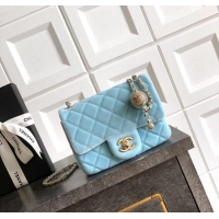 Buy New Cheap Chanel Velvet Mini Square Flap Bag with Strass Ball AS1786 Ice Blue 2025