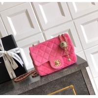 Good Quality Chanel Velvet Mini Square Flap Bag with Strass Ball AS1786 Pink 2025