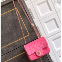 Good Quality Chanel Velvet Mini Square Flap Bag with Strass Ball AS1786 Pink 2025