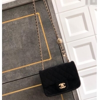 Luxury Discount Chanel Velvet Mini Square Flap Bag with Strass Ball AS1786 Black 2025