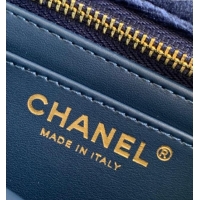 Latest Style Chanel Velvet Mini Square Flap Bag with Strass Ball AS1786 Dark Blue 2025