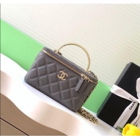 Market Sells Chanel Lambskin Long Vanity with Chain and Top Handle Bag AP4842 Grey 2025
