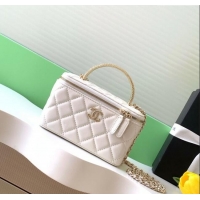 Classic Cheap Chanel Lambskin Long Vanity with Chain and Top Handle AP4842 White 2025