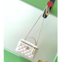 Classic Cheap Chanel Lambskin Long Vanity with Chain and Top Handle AP4842 White 2025