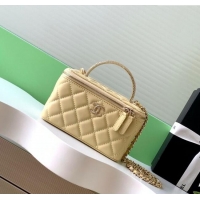 Best Quality Chanel Lambskin Long Vanity with Chain and Top Handle Bag AP4842 Yellow 2025