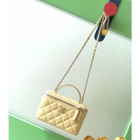 Best Quality Chanel Lambskin Long Vanity with Chain and Top Handle Bag AP4842 Yellow 2025