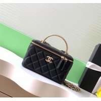 New Cheap Chanel Lambskin Long Vanity with Chain and Top Handle Bag AP4842 Black 2025