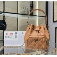 Market Sells Chanel Grained Shiny Calfskin Clutch with Chain AP4775 Brown 2025