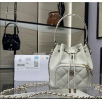Grade Quality Chanel Grained Shiny Calfskin Clutch with Chain AP4775 Grey 2025