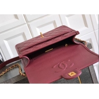 Modern Classic Chanel Grained Shiny Calfskin Flap Bag with Top Handle Bag AS3653 Burgundy 2025