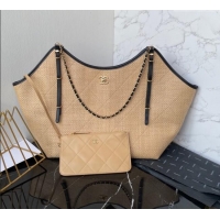 Sumptuous Cheap Chanel Straw Maxi Shopping Tote Bag AS5463 Beige 2025