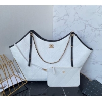 New Release Creation Chanel Straw Maxi Shopping Tote Bag AS5463 White 2025