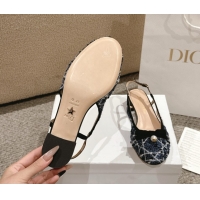 Best Price Dior Ballet Slingback Pumps 3cm in Quilted Cannage Tweed with Pearl Bow Blue 0822022