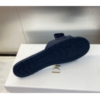 Pretty Style Dior Dioriviera Dioract Flat Slides Sandal in Lambskin and Rubber Deep Blue 0822038