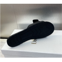 Good Looking Dior Dioriviera Dioract Flat Slides Sandal in Lambskin and Rubber Black 0822039