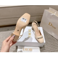 Purchase Dior Patent Calfskin Slingback Pumps 5.5cm with Pearls Nude DR082201 0822042
