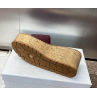 Good Taste Dior Dway Platform Wedge Slides Sandal 10cm in Grained Calfskin Burgundy 0822045