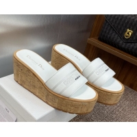 Unique Style Dior Dway Platform Wedge Slides Sandal 10cm in Grained Calfskin White 0822047
