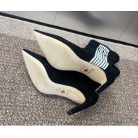 Charming Dior Optical-D Heel Ankle Boots 8cm with Graphique Motif in Suede Black 0822052