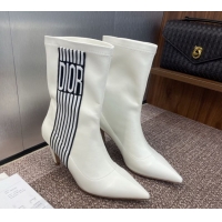 New Style Dior Optical-D Heel Ankle Boots 8cm with Graphique Motif in Calfskin White 0822054