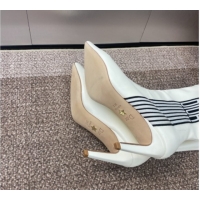 New Style Dior Optical-D Heel Ankle Boots 8cm with Graphique Motif in Calfskin White 0822054
