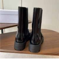 Luxurious Dior D-Quest Ankle Boots in Shiny Calfskin Black 0822055