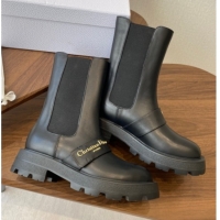 Elegant Dior D-Quest Ankle Boots in Calfskin Leather Black 0822057