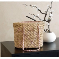 Spot Bulk Chanel Raffia Straw Small Shopping Bag CH101003 Beige/Pink 2025