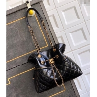 Luxury Classic Chanel Waxy Leather Shopping Bag CH1010 Black/Gold 2025