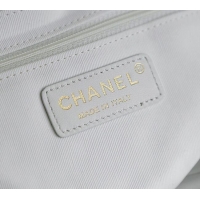 New Stylish Chanel Raffia Straw and Calfskin Small Shopping Bag AS5951 White/Beige 2025