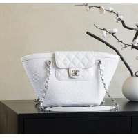 Market Sells Chanel Raffia Straw and Calfskin Large Shopping Bag AS5951 White 2025