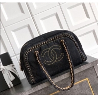 New Stylish Chanel Denim Bowling Bag CH101004 Black/Gold 2025