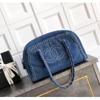 New Cheap Chanel Denim Bowling Bag CH101004 Blue/Silver 2025