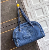 New Cheap Chanel Denim Bowling Bag CH101004 Blue/Silver 2025