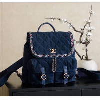 Buy Cheap Chanel Denim Backpack Bag CH101005 Navy Blue 2025