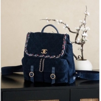 Buy Cheap Chanel Denim Backpack Bag CH101005 Navy Blue 2025