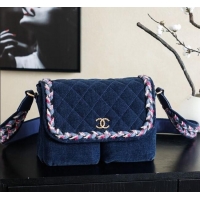 New Cheap Chanel Denim Flap Bag CH101005 Navy Blue 2025
