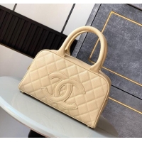 New Cheap Chanel Grained Calfskin Bowling Bag CH101006 Beige 2025