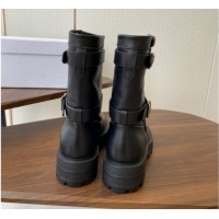 Good Product Dior D-Major Ankle Boots in Black Calfskin Leather with Zip and Buckle DR082104 0822063