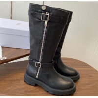Buy Ladies Dior D-Major High Boots in Black Calfskin with Zip and Buckle DR082104 0822064