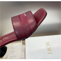Good Product Dior Dway Heel Slides Sandal 4cm in Grained Calfskin Leather Burgundy 50822071
