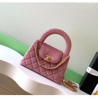 Top Quality Chanel Velvet Mini Kelly Shopping Bag AS4416 Light Pink 2025