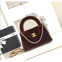 Cheap Wholesale Chanel Velvet Mini Kelly Shopping Bag AS4416 Dark Brown 2025