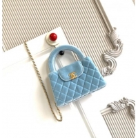 Best Price Chanel Velvet Mini Kelly Shopping Bag AS4416 Light Blue 2025