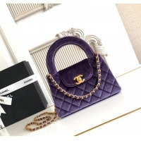 Spot Bulk Chanel Velvet Mini Kelly Shopping Bag AS4416 Purple 2025