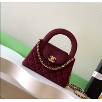 Top Quality Chanel Velvet Mini Kelly Shopping Bag AS4416 Dark Burgundy 2025